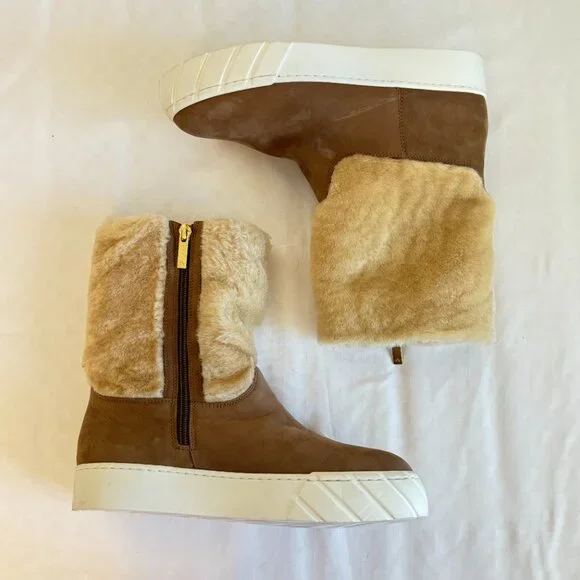 NEW! Aquatalia Designer Nelle Suede Shearling Fur Boots